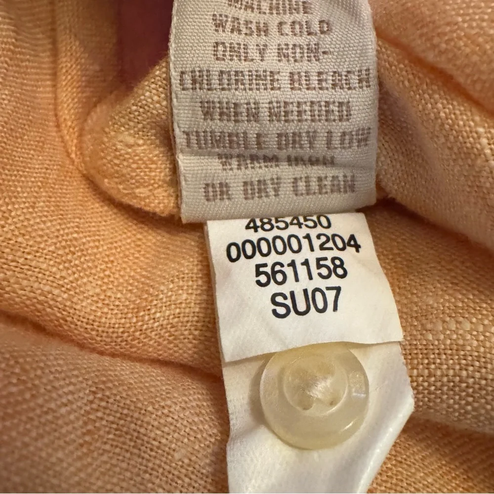 Banana Republic‎ Linen Button Up Shirt Peach Salmon XL Long Sleeve Pocket